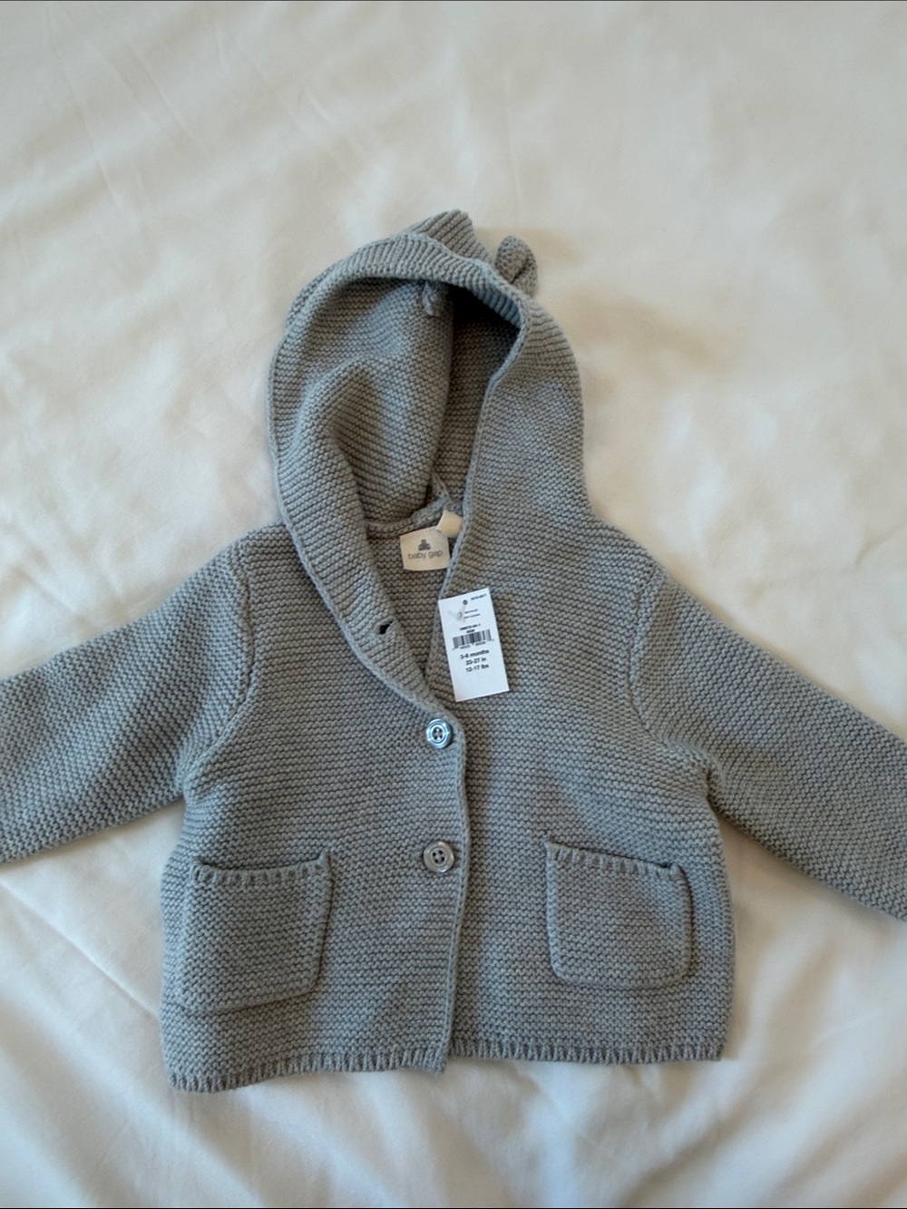 Baby Gap: Baby Bear Knit Cardigan - Gray